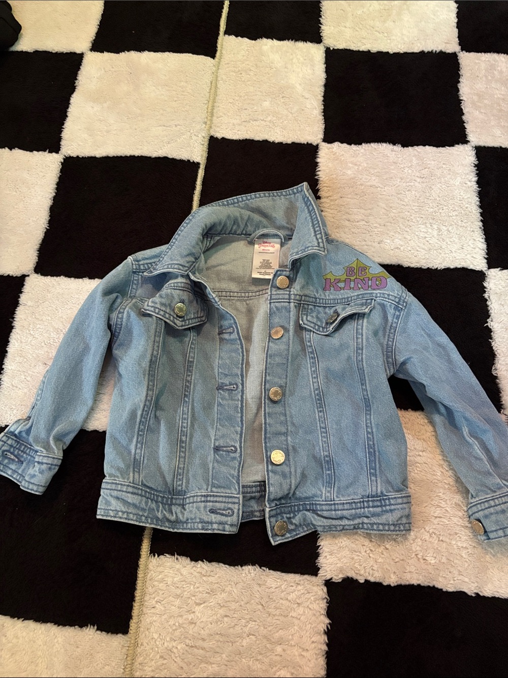 Disney Light Blue Kids Denim Jacket with 'Be Kind' Shoulder Patch